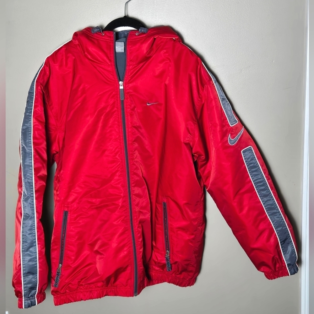 Men's Vintage Y2K Nike Lined Hooded Winter Coat Gorpcore, Large